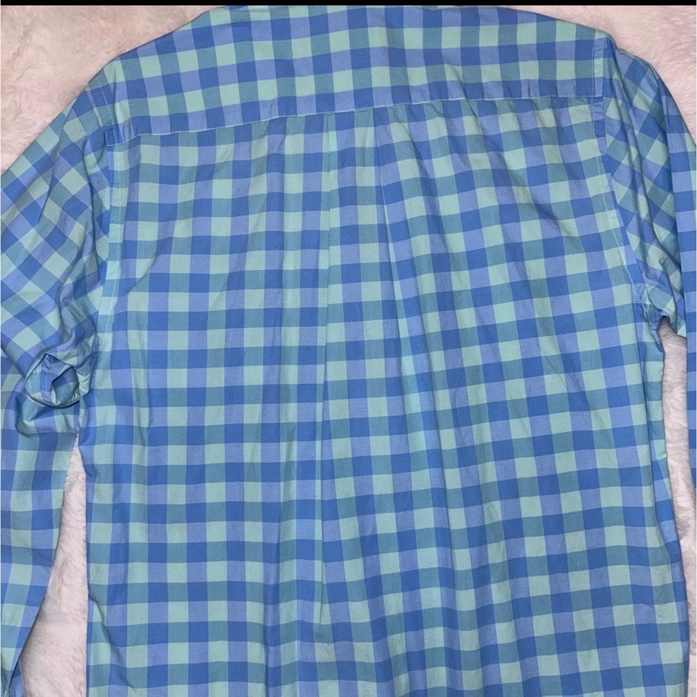 Vineyard Vines Slim Fit Whale Shirt Mens Small Blue Green Gingham Button Down - Picture 6 of 7